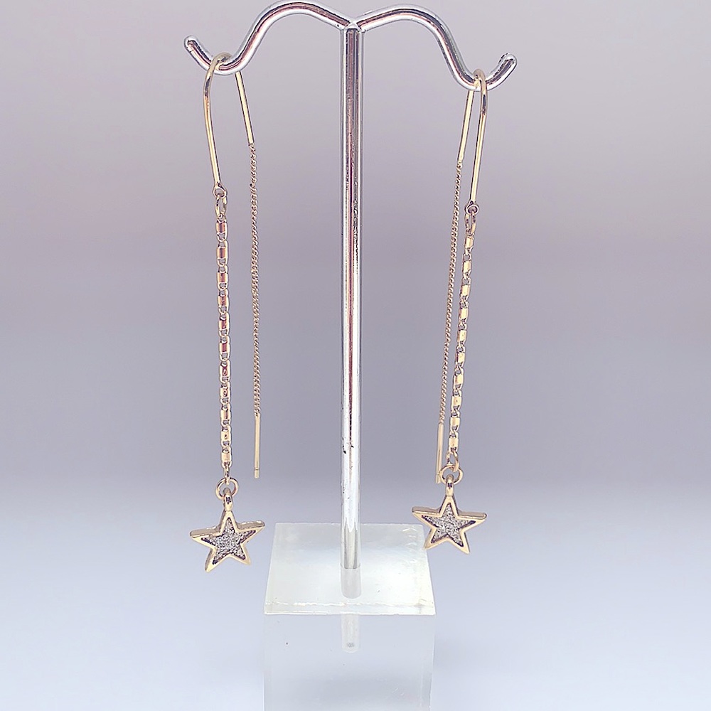 Gold Star Threader Earrings